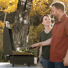 Blackstone 17" Tabletop Griddle With Hood-Rear Grease Management System: Push grease and food debris to the back of the griddle for easy cleanup.
