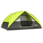 Outsunny 3-4 Person Camping Tent with Mesh Window, Hook, Storage Pockets, Electrical Cable Access - Bright Green-Accommodates four sitting or three sleeping comfortably with carrying bag
