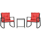 Outsunny 3-Pieces Rocking Bistro Set - Red-3 pieces set, 2 rocking chairs and 1 side table   
