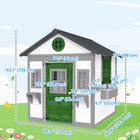 Outsunny Kids Outdoor Wooden Playhouse with Door, Windows and Planter Pots - White-Solid fir wood for outdoor use 
