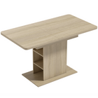 HOMCOM 43.3"-51.2" Extendable Dining Table with Open Storage Shelves for 4-6 - Natural Wood-Easily extends from 43.3" to 51.2", seating up to six guests