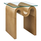Modway Ondine Glass Top Side Table - Natural-Unique Wave-like Shape