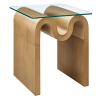 Modway Ondine Glass Top Side Table - Natural-Unique Wave-like Shape
