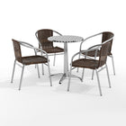 Flash Furniture 23.5" Round Aluminum Indoor-Outdoor Table Set with 4 Dark Brown Rattan Chairs-Table and Chair Set