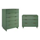 Manhattan Comfort Granville Modern Dresser and Chest Set - Sage Green-Modern-Contemporary with a taste of Glam Bedroom Dresser Set. Includes 1 Chest and 1 Standard Dresser.