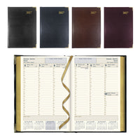 Brownline 2027 Executive Appointment Book Weekly Planner with Sewn Binding - 8-3/16" x 5-5/8" - Assorted Colours - Trilingual-12-Month: January 2027 to December 2027