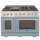 Kucht 48" KFX-X Series Pro Style Propane Gas Range - Stainless Steel/Light Blue -Rocket power burner 21 000 btu for rapid searing