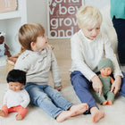 Miniland Clothes for 15" Dolls - Knitted Outfit Overall & Beanie Hat - Set of 3-Role play with dolls helps children understand concepts such as family, diversity, and cooperation