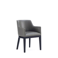 Manhattan Comfort Gansevoort 22.5" Modern Faux Leather Upholstered Dining Armchair - Pebble Grey-Modern Dining Chair for Dining Room and Task Use