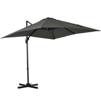 Outsunny Square Offset Patio Umbrella with 360° Rotation and Tilt - 8' x 8' - Grey-Attractive and stylish offset market patio umbrella provides extra protection from the weather elements with its superior tilt and crank design
