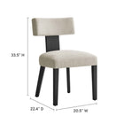 Modway Nalani Fabric Upholstered Dining Chairs - Heathered Weave Ivory/Black - 2 Pack-Solid Wood Legs and Back Support