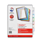 Staples Better Print & Apply Label Plastic Dividers Set - 8-Tabs - Assorted Colours-Fixed tab dividers let you organize projects, personal documents, and more
