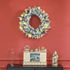 HOMCOM 24" Pre-Lit Christmas Wreath with Pine Cones and Berries - Green-50 warm white LED lights with 6h timer 
