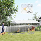 PawHut Outdoor Dog Kennel and Dog Run with Two Rooms - 19.7' x 7.5' x 7.5' - Silver-Escape-proof secure lock keeps your dog safely contained 