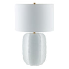 Hudson&Canal Turbida 24" Tall Table Lamp with Fabric Shade - Matte White/Brass/White-Modern and contemporary design for your living room, workspace, or bed side table