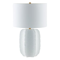 Hudson&Canal Turbida 24" Tall Table Lamp with Fabric Shade - Matte White/Brass/White-Modern and contemporary design for your living room, workspace, or bed side table