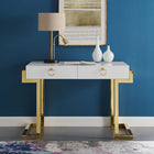 Modway Ring 47" Office Desk - Gold White-Sliding Drawers