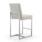 Manhattan Comfort Element 16.34" Modern Faux Leather Upholstered Counter Stool - Pearl White and Polished Chrome - 2 Pack-Delivered to you Fully Assembled! No Assembly Required