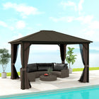 Outsunny Deluxe Hardtop Gazebo with Curtains and Netting - 10' x 12' - Coffee-12x10ft Spacious design offer ample room for party without feeling crowded 