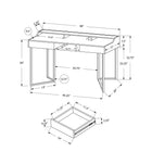 Monarch Specialties 7360 48" Computer Desk - Dark Taupe/Black Metal-Strong angular black metal legs for a distinctive modern appeal