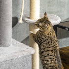 PawHut 85" - 101" Floor-To-Ceiling Cat Tree Tower Activity Center - Grey-Color: Grey 
