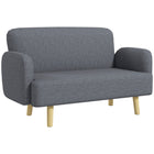 HOMCOM 2 Seater Sofa Couch with Thick Padding and Wood Legs - Grey-Padded seat with armrests enhances comfort during long sittings