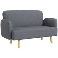 HOMCOM 2 Seater Sofa Couch with Thick Padding and Wood Legs - Grey-Padded seat with armrests enhances comfort during long sittings