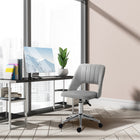 Vinsetto Armless Swivel Computer Desk Chair - Grey-Scallop shape with stitching creates a relaxed, stylish look