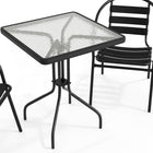 Flash Furniture 23.5" Square Glass Metal Table with 2 Black Metal Aluminum Slat Stack Chairs-5mm Thick Glass