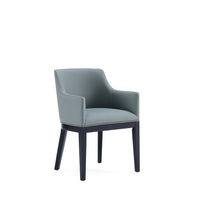 Manhattan Comfort Gansevoort 22.5" Modern Faux Leather Upholstered Dining Armchair - Pewter-Modern Dining Chair for Dining Room and Task Use