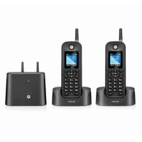 Motorola O2 Series Outdoor Cordless Telephone with Answering Machine - Black - 2 Pack-Totally Dustproof: Never worry about small particles damaging your phone (IP67 rated)