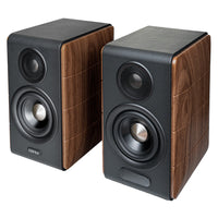 Edifier S880DB MKII Hi-Res Audio Wireless with LDAC 88W RMS Bluetooth Active 2.0 Bookshelf Speakers - Walnut-Hi-Fi acoustic architecture: Both the tweeter and mid-bass units have been upgraded. The tweeter now features a 1.25-inch titanium dome (up from 1 inch), with a voice coil diameter increased to 25mm (from 19mm), and neodymium magnets, delivering crystal-clear and transparent highs. The redesigned 3.75-inch mid-bass driver enhances mid-range clarity and extends bass down to 50Hz, providing a more soli