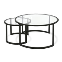 Hudson&Canal Mitera Round Nested Coffee Table - Blackened Bronze-Handcrafted blackened bronze finish is applied to the steel frame