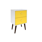 Manhattan Comfort Liberty 2.0 Nightstand, White and Yellow (204AMC63)-Modern Nightstand for Bedroom or Living Room use.