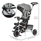 Aosom 6-in-1 Toddler Tricycle with Rotatable Seat - Grey-With brake and clutch 