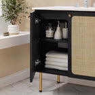 Modway Chaucer 30" Bathroom Vanity - Black/White-Rattan Weave Doors