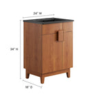 Modway Miles 24" Bathroom Vanity - Black/Walnut-Hinged Doors