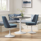 Modway Lippa Swivel Dining Performance Velvet Side Chair - White Cadet Blue-Slightly Reclined Back