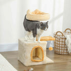 PawHut 28" Cat Tree Tower with Plush Top Bed - Beige/Yellow-Includes a natural sisal post to satisfy scratching urges and protect your furniture 