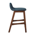 Modway Juno Wood Counter Stool - Navy Fabric - Set of 2-Footrests & Backrests