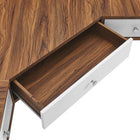 Modway Transmit 47" Wall Mount Corner Walnut Office Desk - Walnut White-8