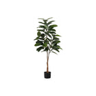 Monarch Specialties 52" Artificial Indoor Rubber Tree - Floor - Black Pot-Add a vibrant burst of greenery to any floor of your home or office with this 52" tall artificial indoor rubber tree in a 5" black pot