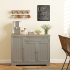 HOMCOM Modern Sideboard Buffet Cabinet with Wood Effect Top & Multi Storage Shelves - Grey-3-level adjustable shelf in 2-door cabinet enhances flexibility