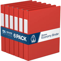 Davis Group Premium Economy Binder - D Ring - 1" - Red - 6 Pack-3 Ring Binder