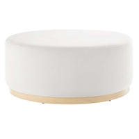 Modway Tilden Large 38" Round Performance Velvet Upholstered Ottoman - Alabaster/Natural-Performance Velvet Upholstery