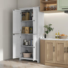 HOMCOM 72" H Freestanding Kitchen Pantry and Buffet Cabinet - White-Four magnetic doors are easy to open and close 