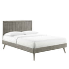 Modway Alana Wood Full Platform Bed with Splayed Legs - Grey-Wood Slat Support System