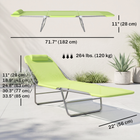 Outsunny Outdoor Lounge Chair - Folding Adjustable Reclining Chair - Green-Made from UV-resistant mesh materials with powder coated steel frame