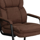 Flash Furniture Brown Microfiber Executive Side Reception Chair with Lumbar Support & Sled Base-Contoured Cushions