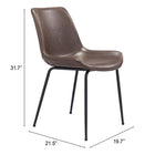 Zuo Byron Dining Chair - Brown - Set of 2-3 year limited warranty